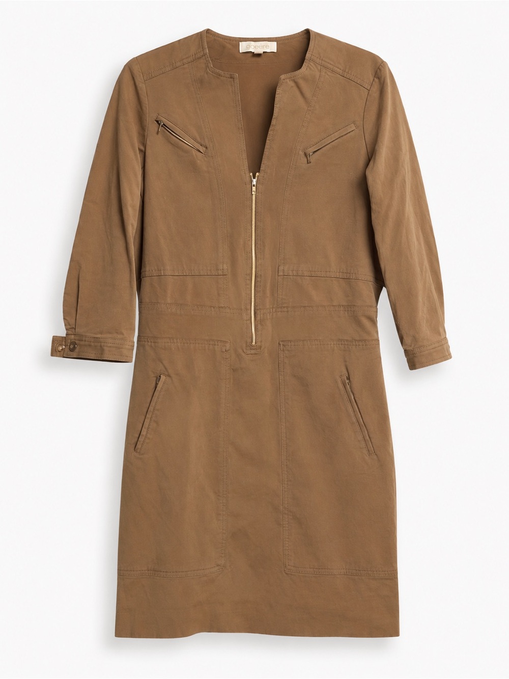 Etcetera Brown Zip-Front Utility Mini Dress
